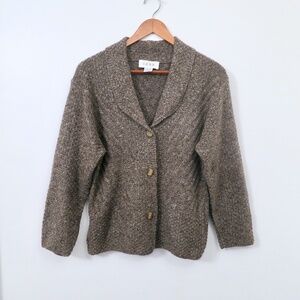 Women's Tweed Textured Knit Fisherman's Cardigan Size Sm / Med Made in USA